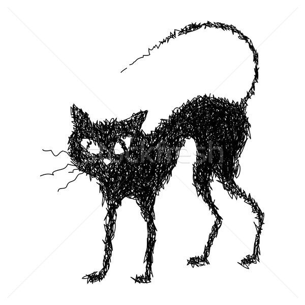 Black cat, drawn by hand. Vector Stock photo © jara3000