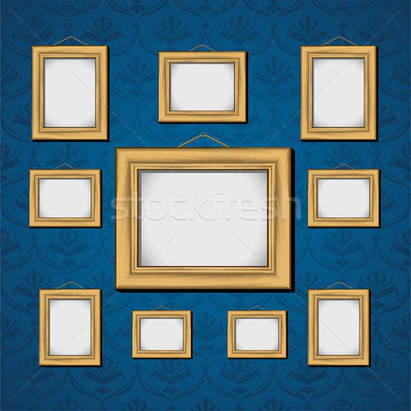 Picture Frames On Blue Wall Stock photo © jara3000