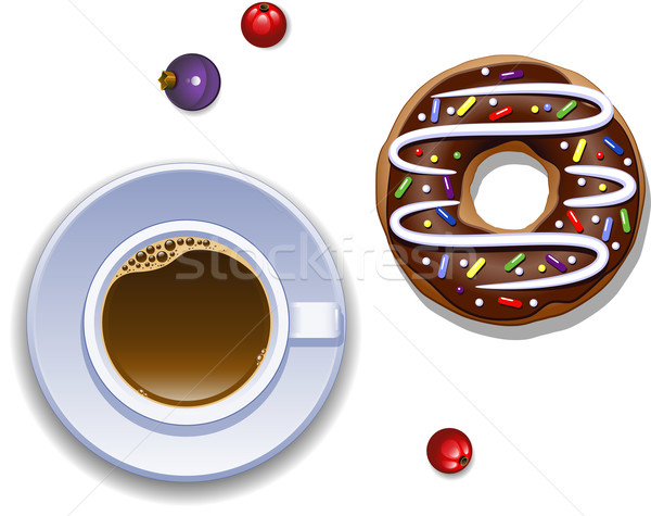 Beker koffie donut witte kunst drinken Stockfoto © jara3000