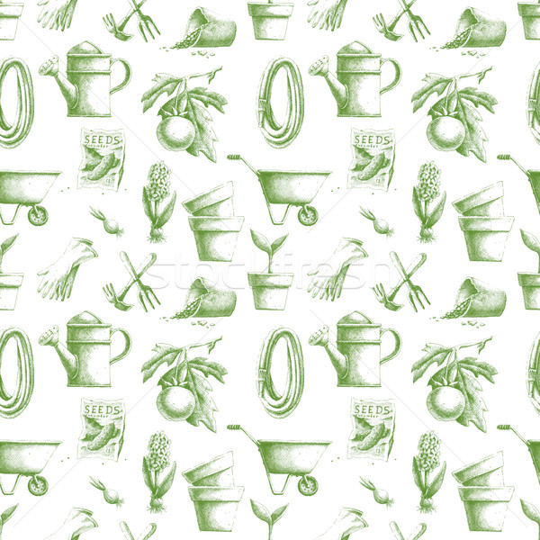 Seamless pattern with hand-drawn gardening elements Stock photo © jara3000