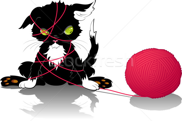Kitten with a ball of thread Stock photo © jara3000