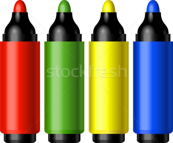 Set of four markers (red, green, yellow, blue) Stock photo © jara3000