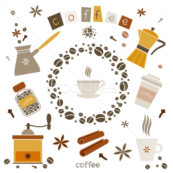 Stockfoto: Collectie · koffie · vector · ontwerp · communie · eps