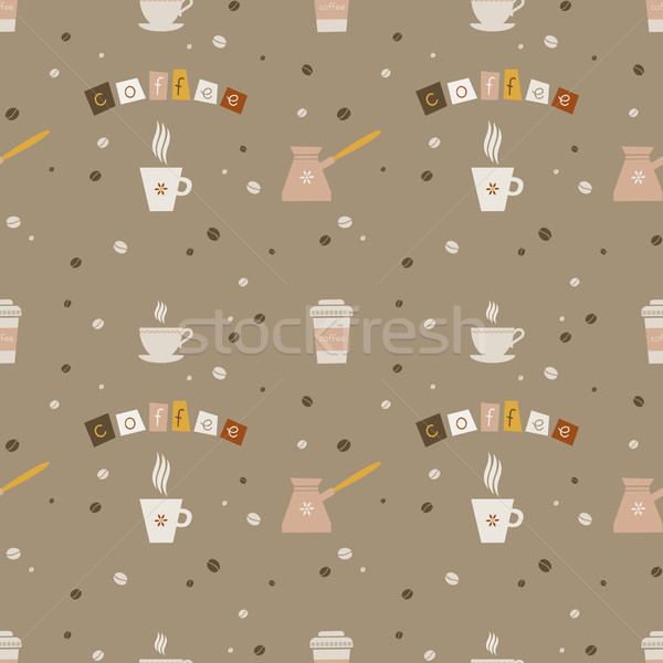 Stock photo: Seamless background with coffee drinks