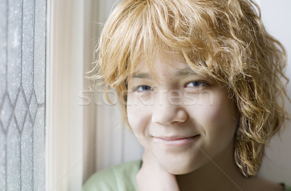 Biracial young teen girl smiling, closeup Stock photo © jarenwicklund