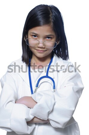 Gyermek játszik orvos kilenc éves lány fehér Stock fotó © jarenwicklund
