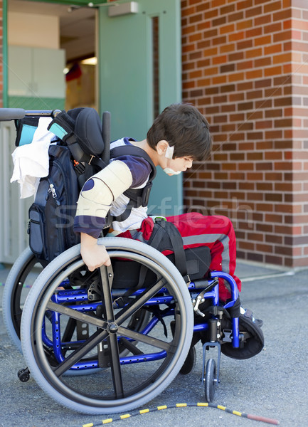 Disabled kindergartener in wheelchair on playground at recess Stock photo © jarenwicklund