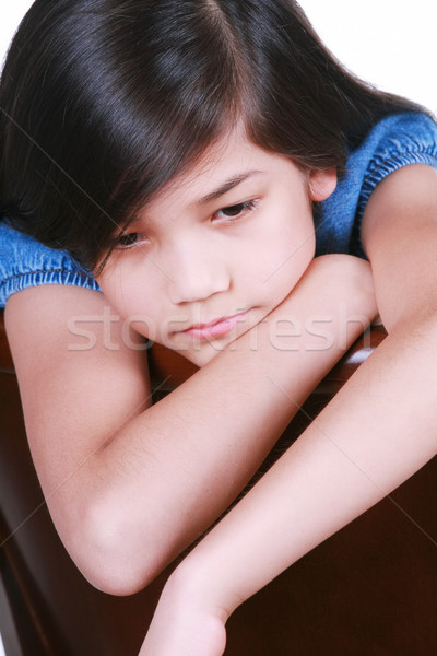 Triste neuf ans fille séance président s'ennuie Photo stock © jarenwicklund