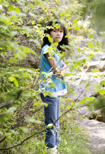 Fille perdu bois peur regarder autour [[stock_photo]] © jarenwicklund