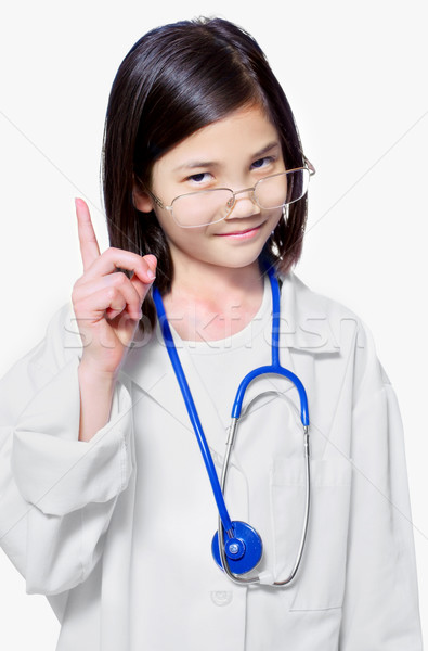 Foto d'archivio: Bambino · giocare · medico · nove · anni · ragazza · bianco