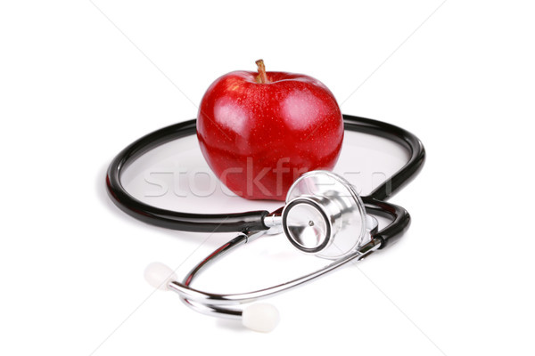 красный торжественный яблоко стетоскоп изолированный Сток-фото © jarenwicklund