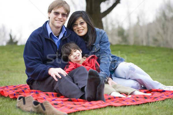 Stockfoto: Knap · vader · vergadering · park · gehandicapten · zoon