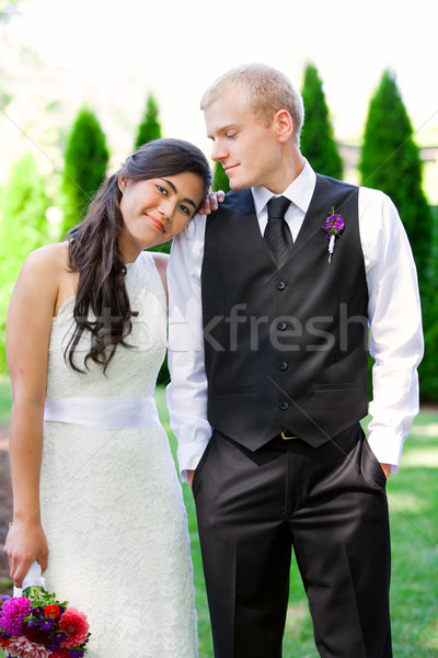 Pan młody oblubienicy uśmiechnięty różnorodny Zdjęcia stock © jarenwicklund