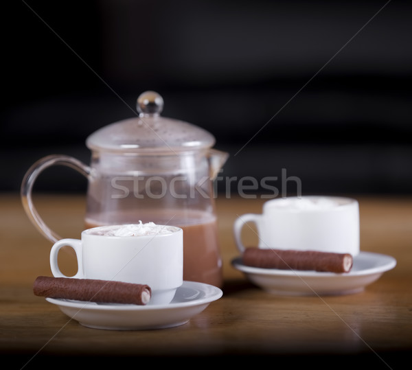 Dwa kawy hot cookie brązowy Zdjęcia stock © jarenwicklund