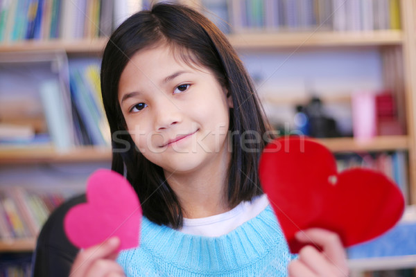 Saint valentin neuf ans fille deux rouge Photo stock © jarenwicklund