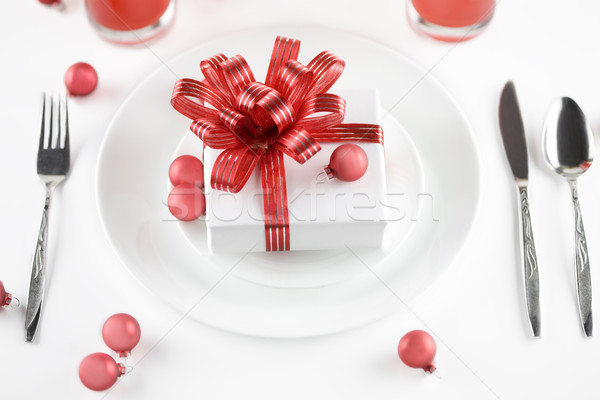 gift on plate as table decorations Stock photo © jarenwicklund