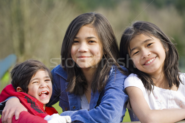 Young siblings together at a park Stock photo © jarenwicklund