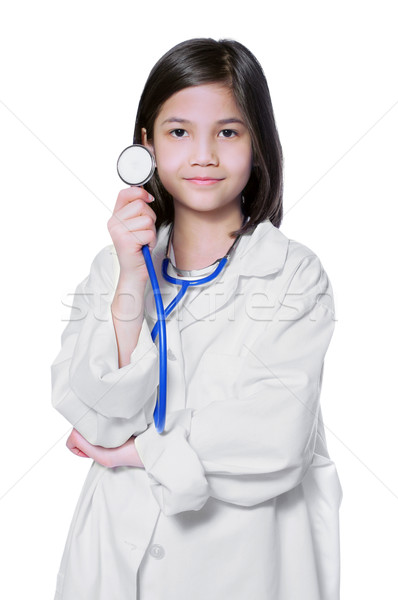 Copil joc medic fată alb Imagine de stoc © jarenwicklund