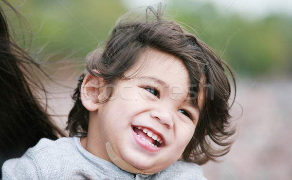 Happy, smiling, little two year old biracial  boy Stock photo © jarenwicklund