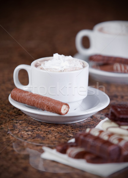 Dwa kawy hot cookie brązowy Zdjęcia stock © jarenwicklund