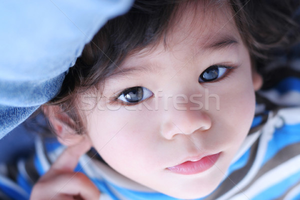 красивой ребенка мальчика кровать глазах Сток-фото © jarenwicklund