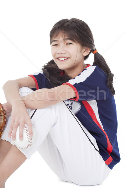 Little league softball player holding ball Stock photo © jarenwicklund