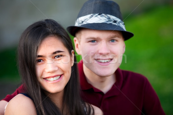 Young interracial couple together Stock photo © jarenwicklund