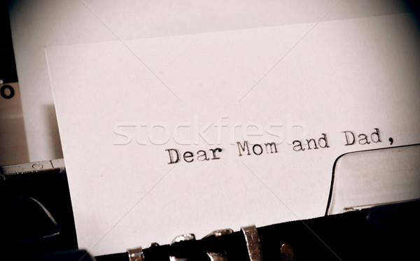 Text Dear Mom and Dad typed on old typewriter Stock photo © jarin13