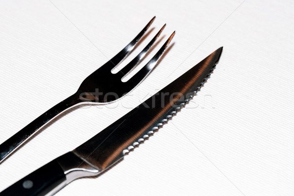 Biftek çatal bıçak tablo doku gıda Stok fotoğraf © jarin13