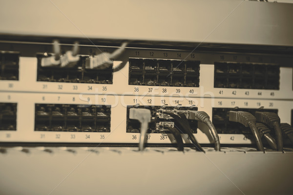 Server paneel kabels Blauw computer internet Stockfoto © jarin13