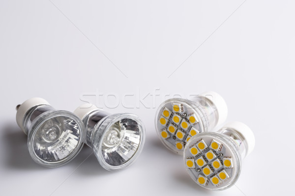 Stock photo: Modern LED bulbs with classic old bulbs