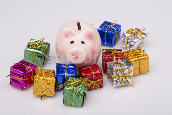 Disznó pénz doboz karácsony ajándék fehér Stock fotó © jarin13