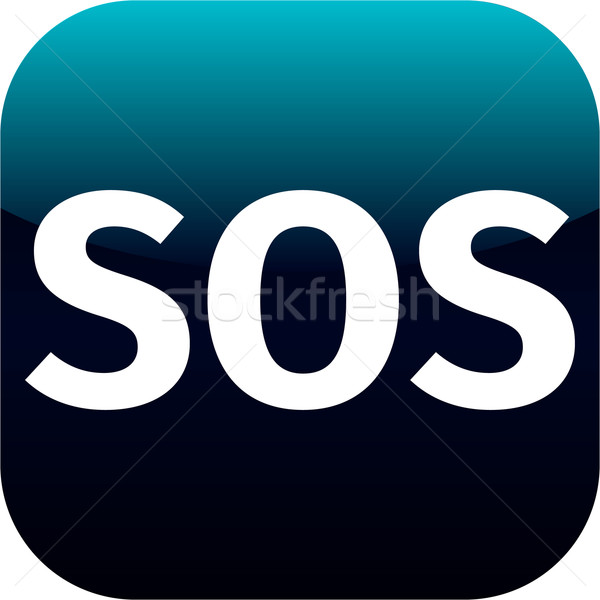 SOS icon - white text on blue background Stock photo © jarin13