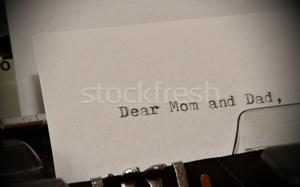 Stock photo: Text Dear Mom and Dad typed on old typewriter