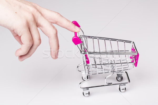 ストックフォト: ピンク · ショッピングカート · 女性 · 手 · 美しい · 白