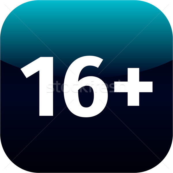 Restriction on age 16+ - blue and white icon Stock photo © jarin13