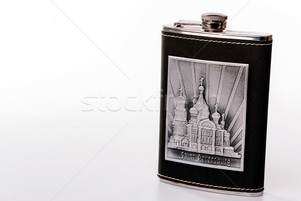 Stainless hip flask isolated on white background Stock photo © jarin13
