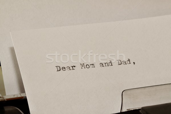 Stock photo: Text Dear Mom and Dad typed on old typewriter