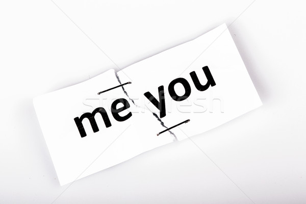 'ME YOU' words written on torn and stapled paper Stock photo © jarin13