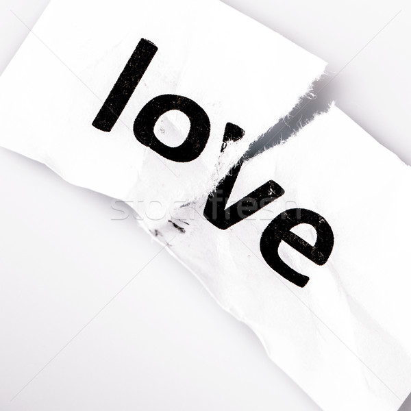Sevmek kelime yazılı yırtık kağıt beyaz kâğıt Stok fotoğraf © jarin13