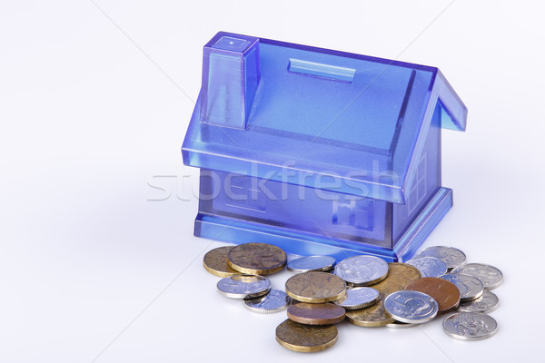 Blue House Money Box on White Background Stock photo © jarin13