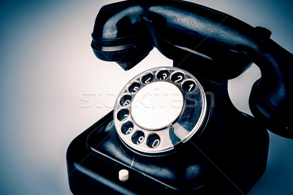 [[stock_photo]]: Vieux · noir · téléphone · poussière · blanche · isolé