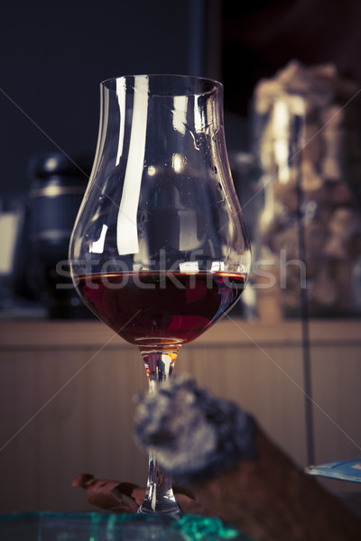 cigar with ashtray and alcohol drink in background Stock photo © jarin13