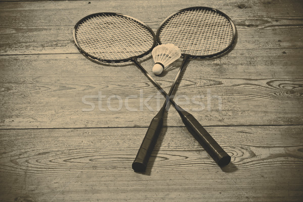 Jahrgang Badminton Sport Tennis blau Club Stock foto © jarin13