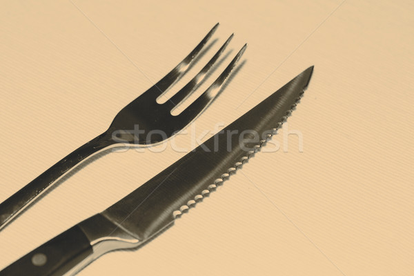 Steak fourche couteau table texture alimentaire Photo stock © jarin13