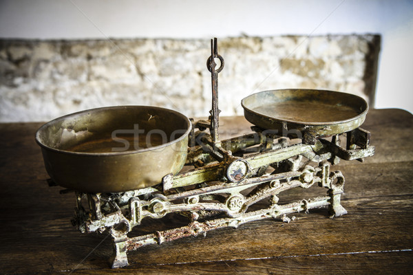Old Antique weight measuring and kitchen goods weighing Stock photo © jarin13