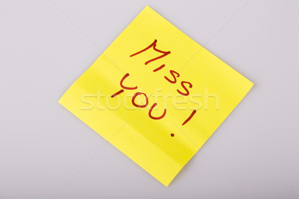 Yellow note paper miss you message Stock photo © jarin13