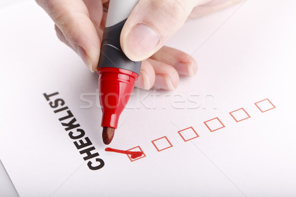 Stockfoto: Witte · fiche · vrouw · hand · to · do · list