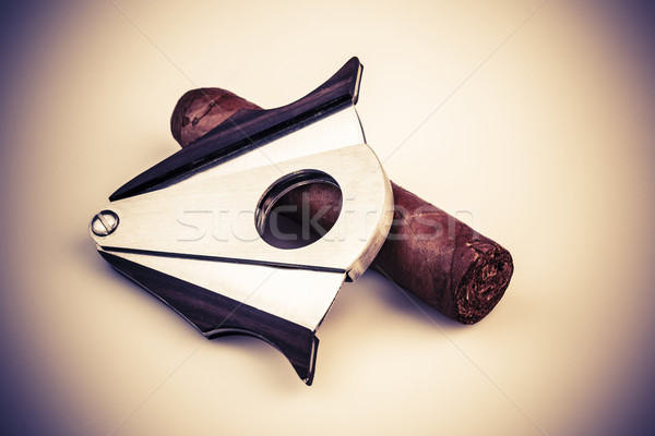 Cigar and cutter on a white background Stock photo © jarin13