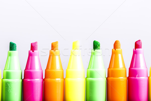 Group of felt tip bright color markers on white background Stock photo © jarin13